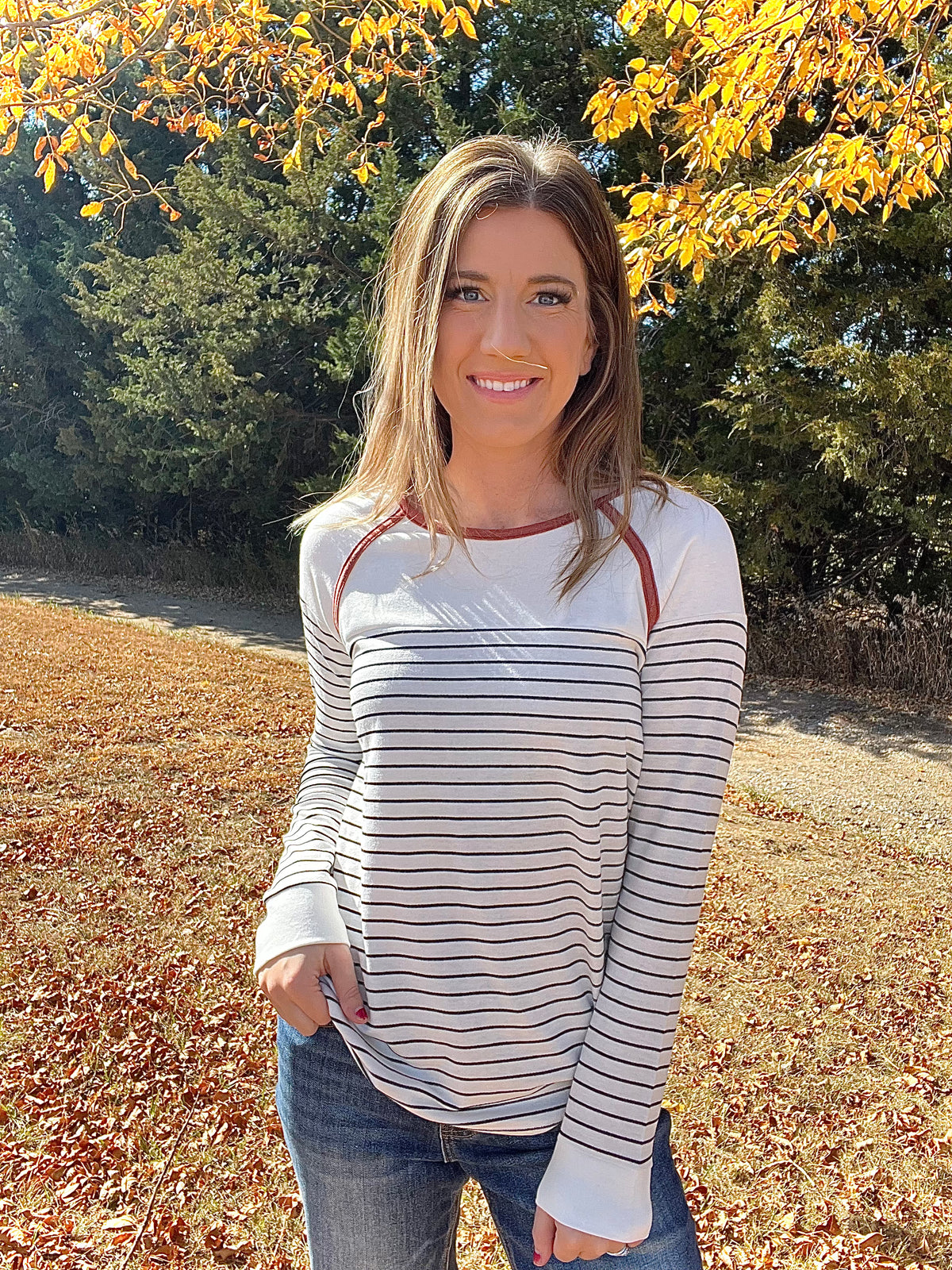 Long Sleeve Striped Knit Top