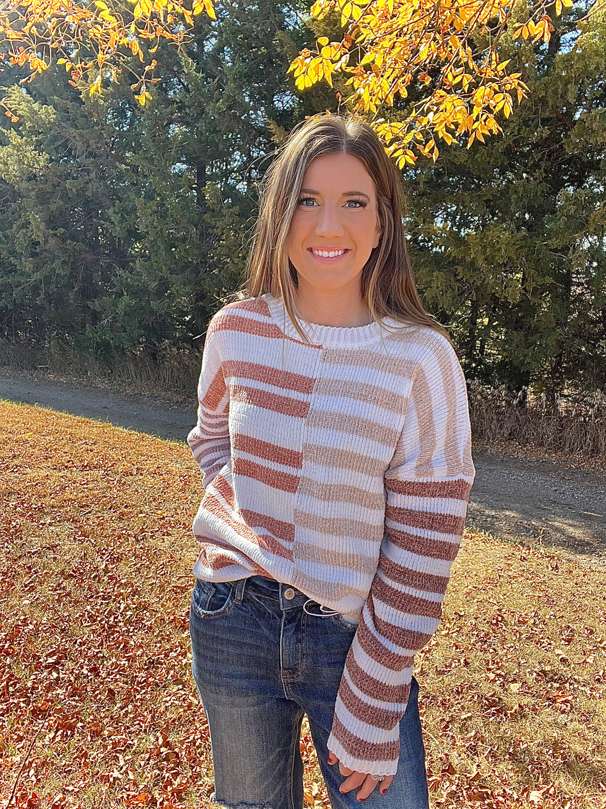 Blocked Striped Slouchy Sweater