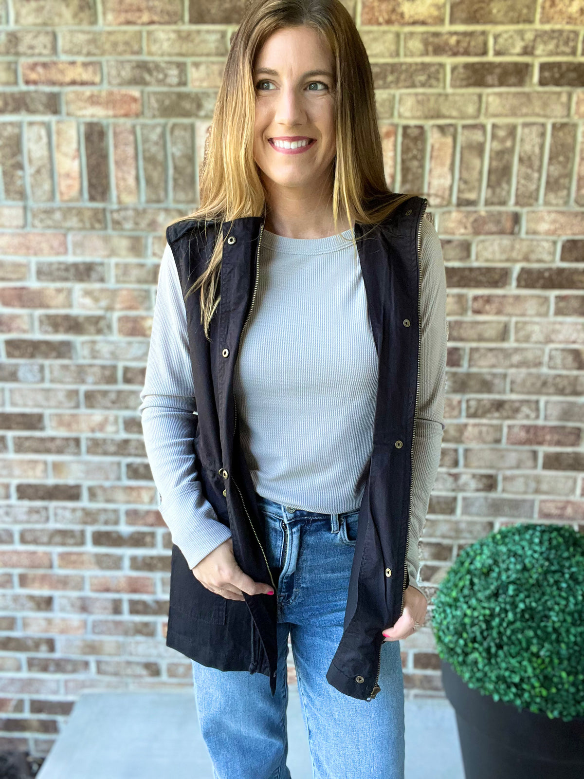 Hooded Vest w/ Drawstring Waist