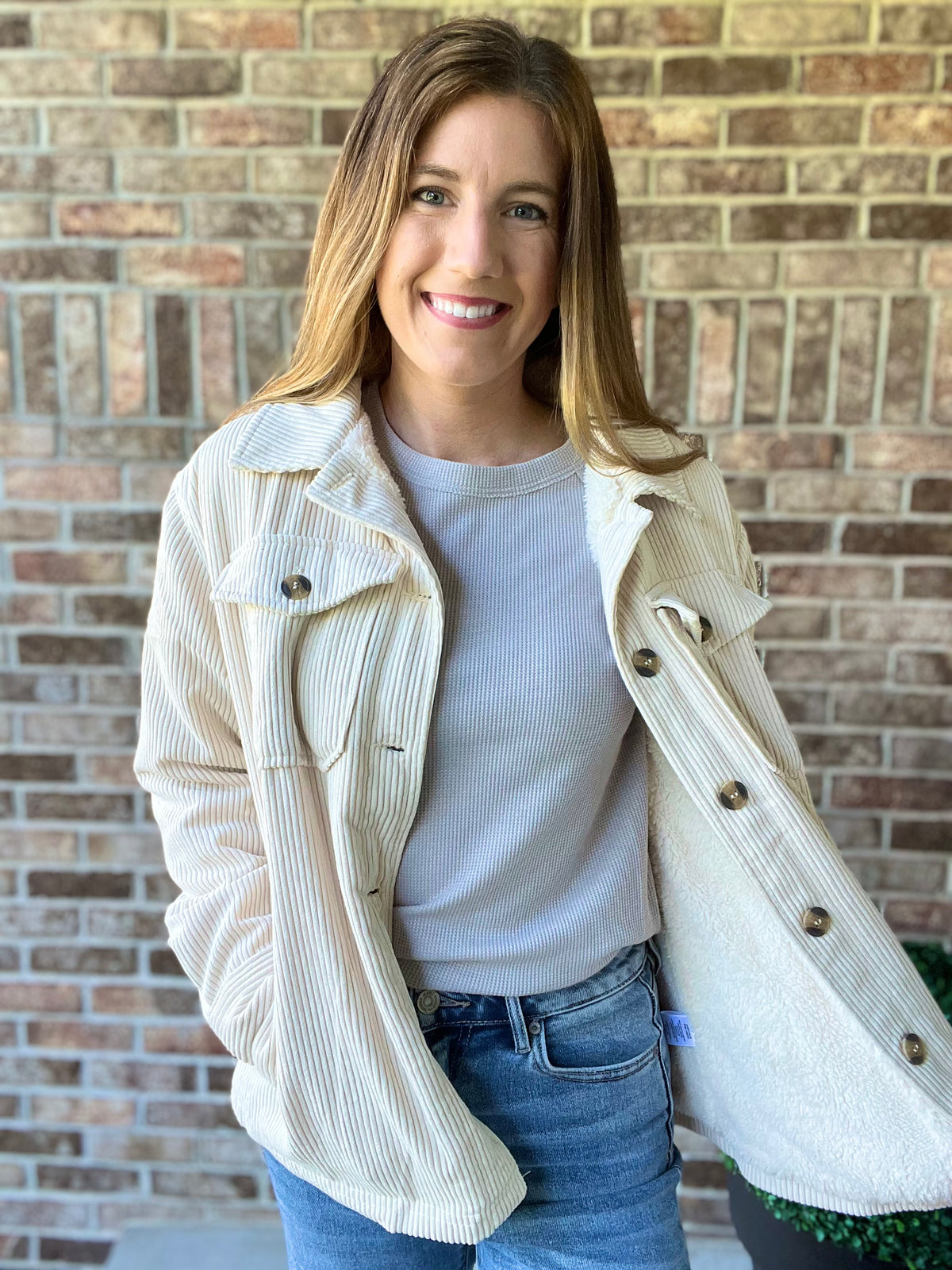 Corduroy + Sherpa Button Up Jacket