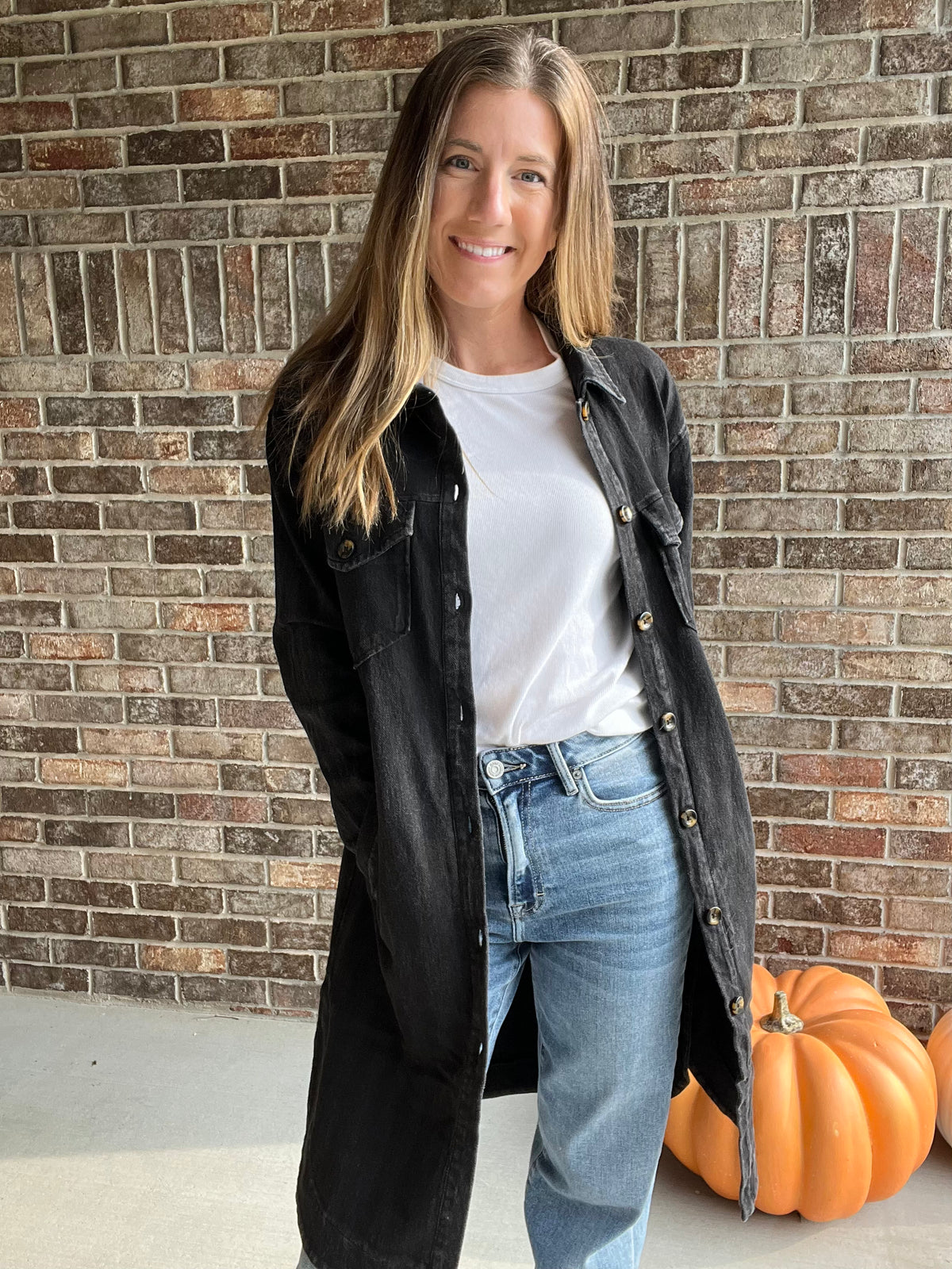 Washed Twill Longline Shacket
