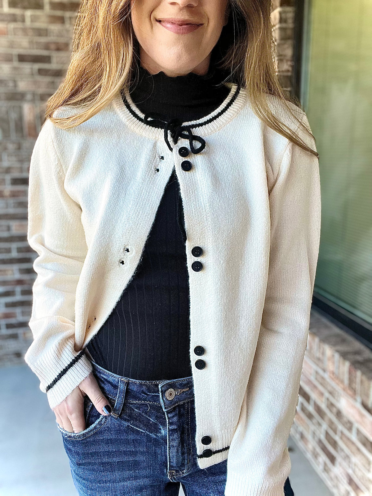 Bow Tie Buttoned Sweater/Cardigan