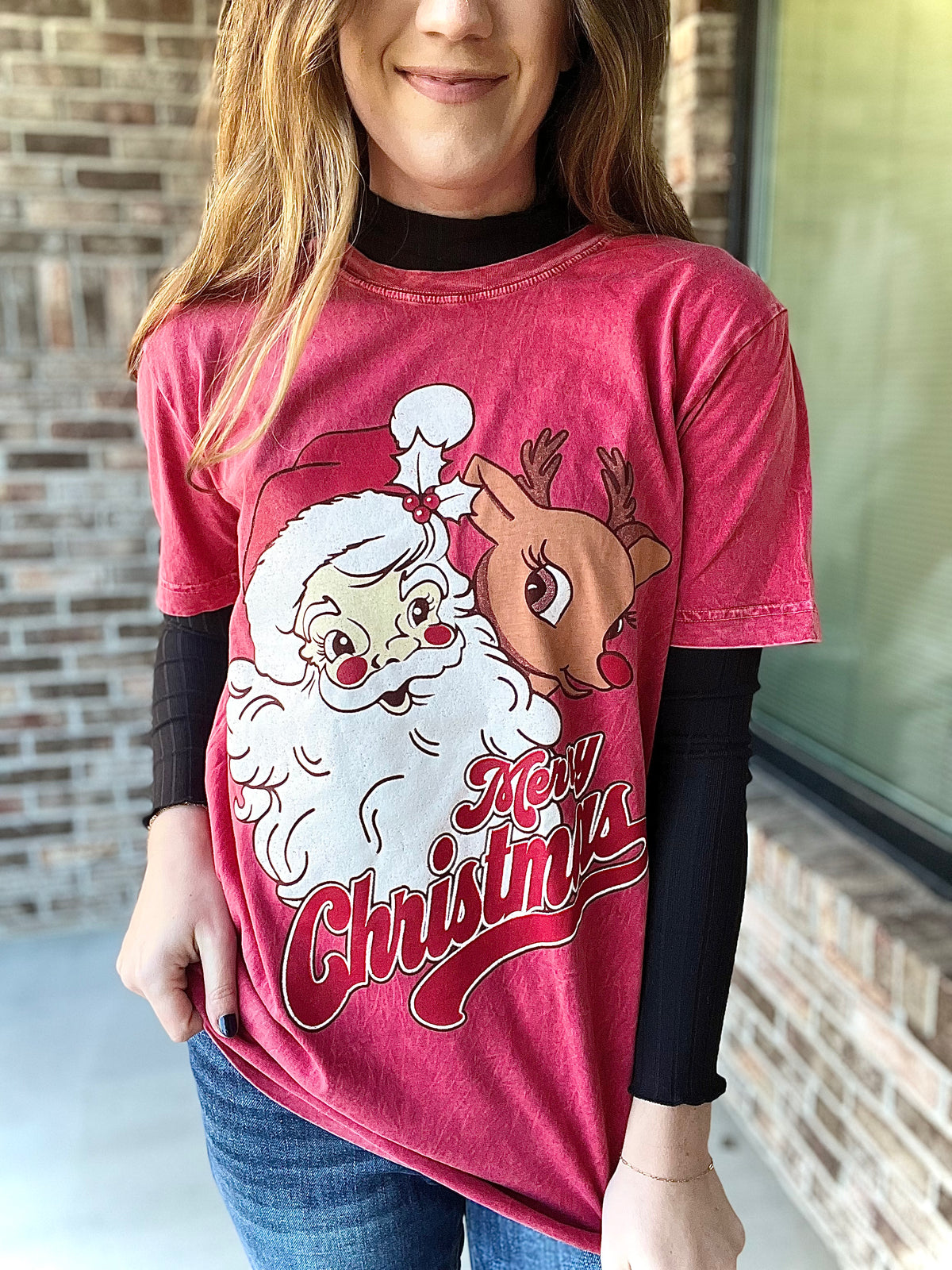Santa & Rudolph Mineral Graphic Tee
