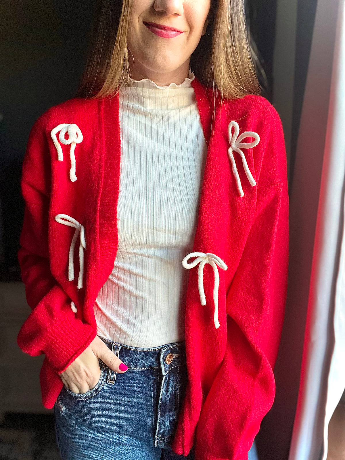 Balloon Sleeve, Bow Tie Cardigan